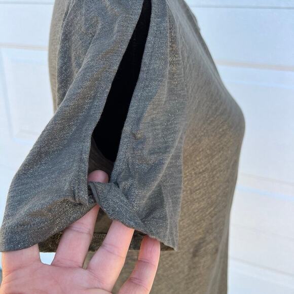 Loft, green shimmer, vintage soft, short sleeve, rounded neckline, women's XS - Picture 6 of 10